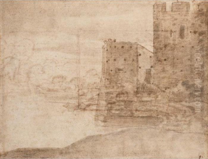 Verso: Etudes De Paysages Oil Painting by Claude Lorrain (Claude Gellee)