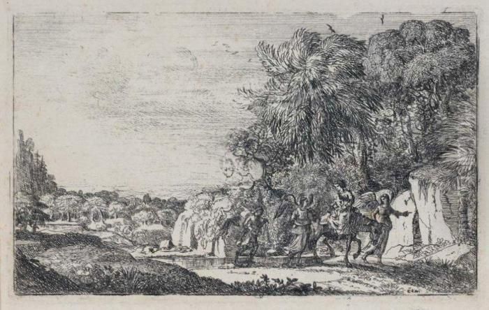 L'apparition - La Fuite En Egypte Oil Painting by Claude Lorrain (Claude Gellee)