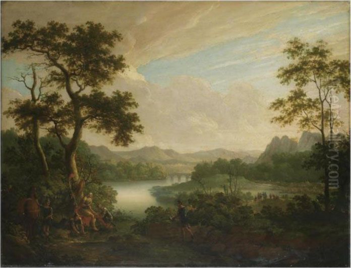 A Classical Landscape With A General Being Tended By Soldiers Oil Painting by Claude Lorrain (Claude Gellee)