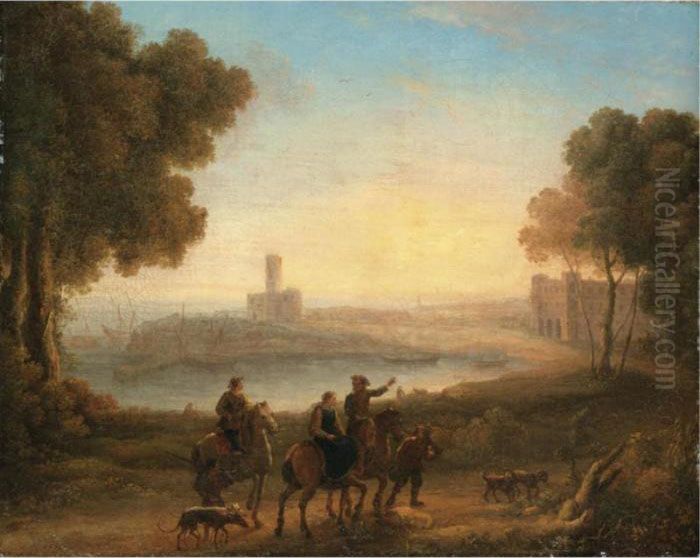 A Classical Landscape With Figures In The Foreground Oil Painting by Claude Lorrain (Claude Gellee)