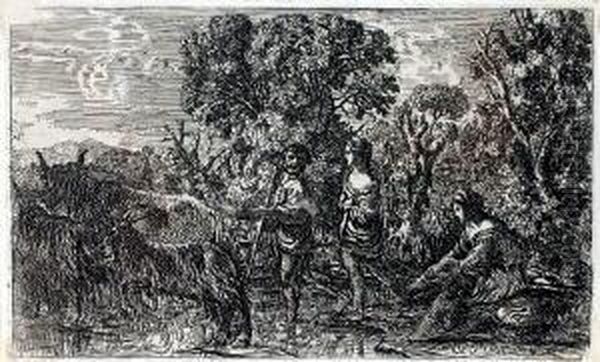 Hirten Mit Vieh Am Bach Oil Painting by Claude Lorrain (Claude Gellee)