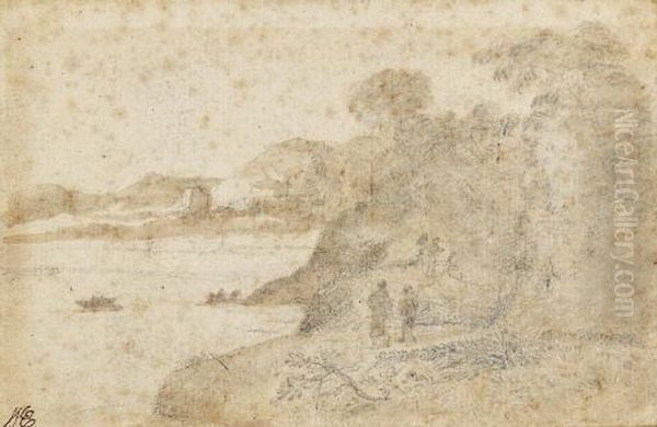 A River Landscape Oil Painting by Claude Lorrain (Claude Gellee)