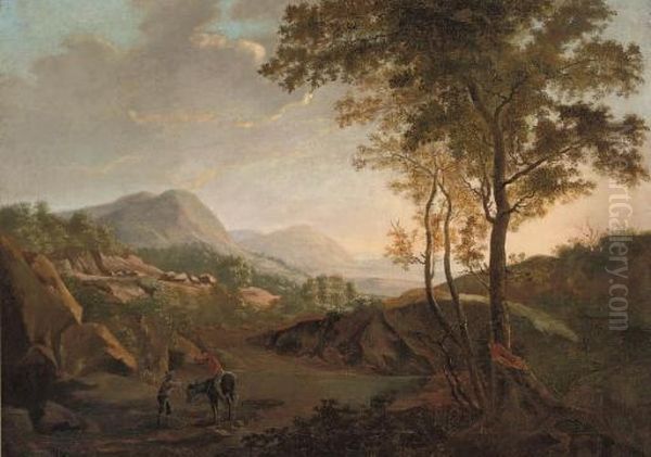 Stopping For Directions Along The Way Oil Painting by Claude Lorrain (Claude Gellee)