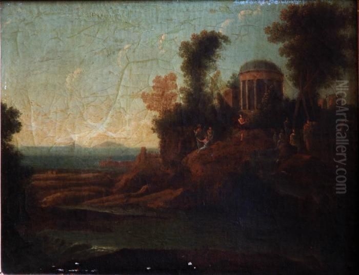 Classicaltemple With Figures Oil Painting by Claude Lorrain (Claude Gellee)