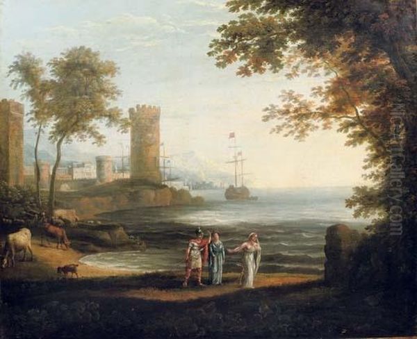 An Italianate Harbour With A Mythological Scene Oil Painting by Claude Lorrain (Claude Gellee)