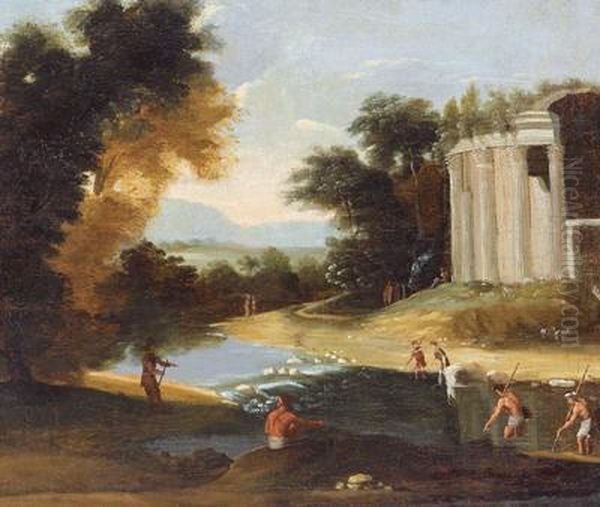 Paesaggio Con Un Tempio Oil Painting by Claude Lorrain (Claude Gellee)