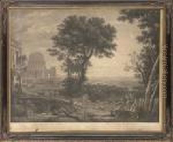 In The Pamphili Palace, Rome, By Francis Vivares Oil Painting by Claude Lorrain (Claude Gellee)