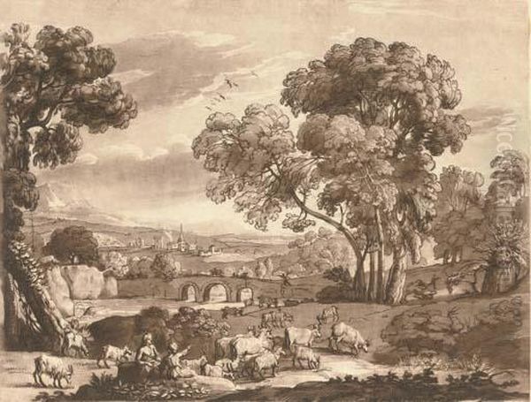 A Collection Of Landscapes After
 Pictures In The Collection Of The Duke Of Devonshire, Together With A 
Portrait Of Claude Lorrain Oil Painting by Claude Lorrain (Claude Gellee)