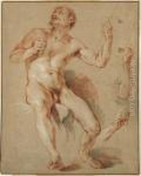 Hercules Seated, His Head And 
Shoulder In Shadow, With Subsidiarystudies Of His Right And Left Arm Oil Painting by Francois Lemoine (see Lemoyne)