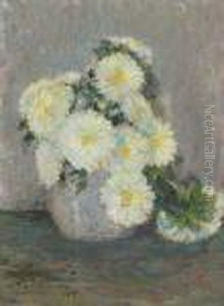 Vase De Fleurs Oil Painting by Henri Eugene Augustin Le Sidaner