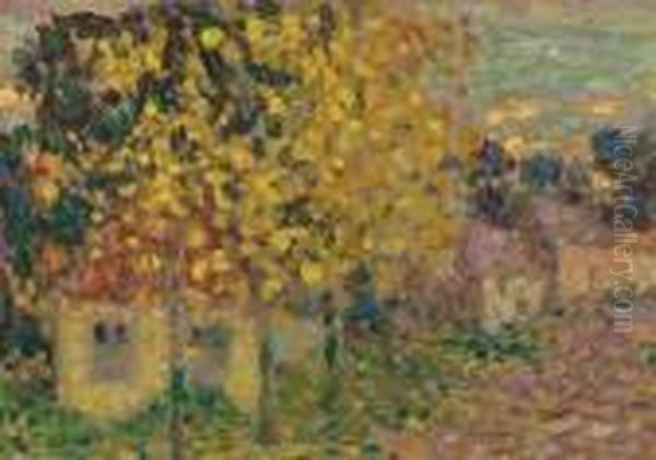 L'entree De Village, Gerberoy Oil Painting by Henri Eugene Augustin Le Sidaner