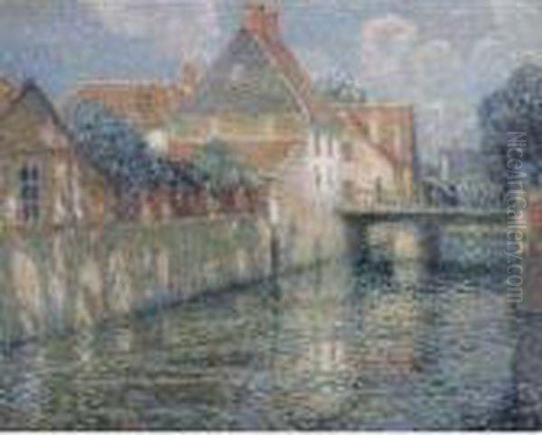 Le Canal Au Printemps Oil Painting by Henri Eugene Augustin Le Sidaner
