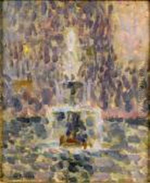 Le Jet D'eau, Parc De Versailles Oil Painting by Henri Eugene Augustin Le Sidaner