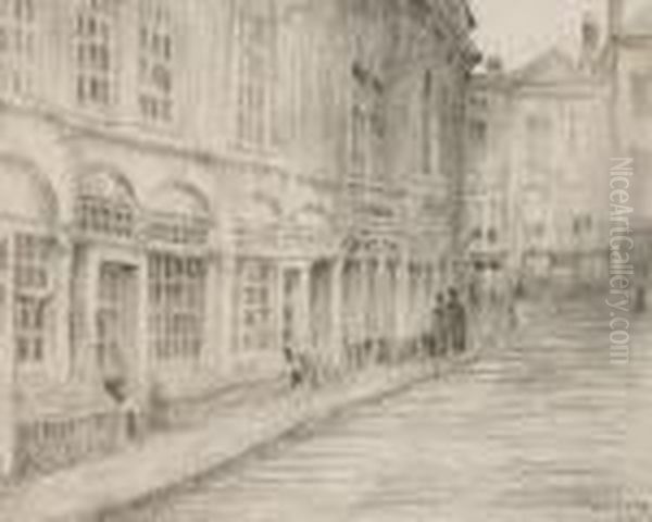 La Rue, Ypres Oil Painting by Henri Eugene Augustin Le Sidaner