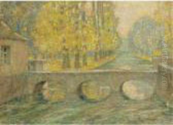 Le Pont. Automne, Gisors Oil Painting by Henri Eugene Augustin Le Sidaner