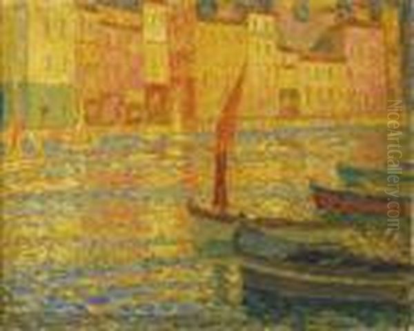 Le Port De Villefranche Oil Painting by Henri Eugene Augustin Le Sidaner