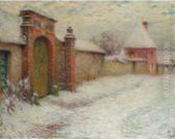 Le Portail Neige, Gerberoy Oil Painting by Henri Eugene Augustin Le Sidaner