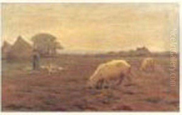 La Gardienne D'oies Oil Painting by Henri Eugene Augustin Le Sidaner