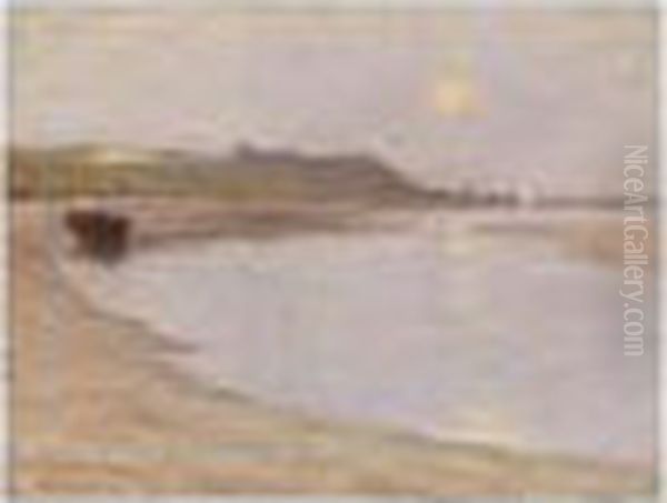 Clair De Lune, Etaples, Signed, 
Titled, Dated 1891 And Indistinctly Dedicated, Oil On Panel, 27 By 35.7 
Cm., 10 5/8 By 14 1/2 In Oil Painting by Henri Eugene Augustin Le Sidaner