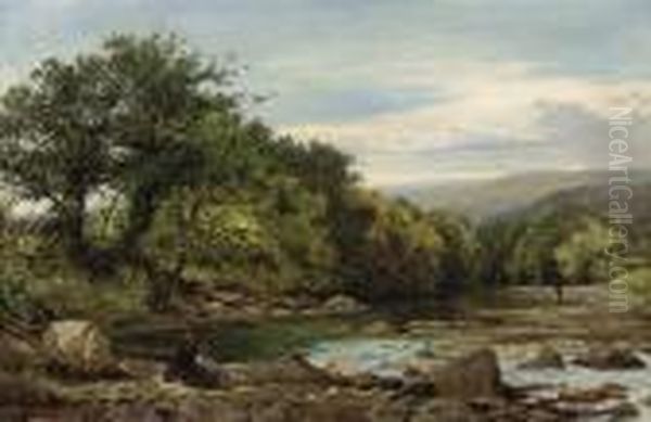 On The Llugwy, Nr Bettws Y Coed - Summer Oil Painting by Benjamin Williams Leader