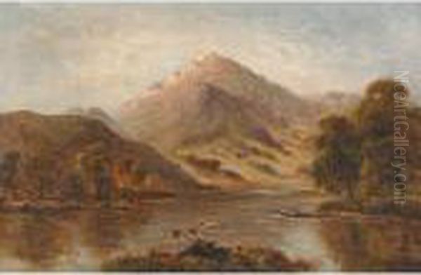 A Welsh Valley Oil Painting by Benjamin Williams Leader