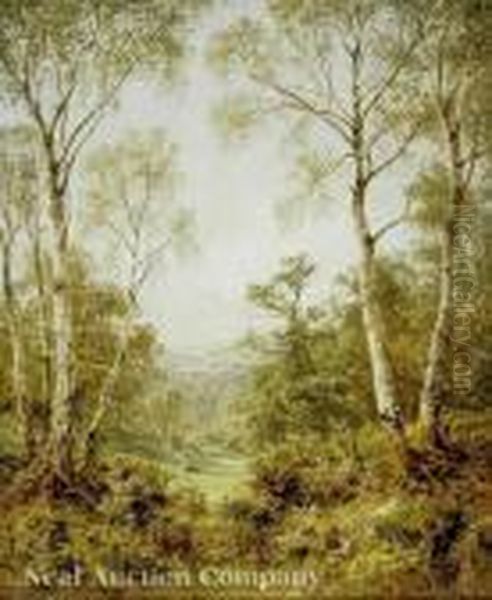 A Woodland Vale, Perhaps In The West Country Or In Wales Oil Painting by Benjamin Williams Leader