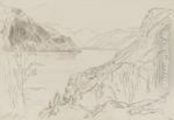 View Of Grutte, Switzerland Oil Painting by Edward Lear