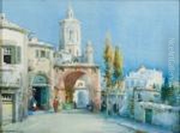 An Andalusian Street Scene Oil Painting by Noel Harry Leaver