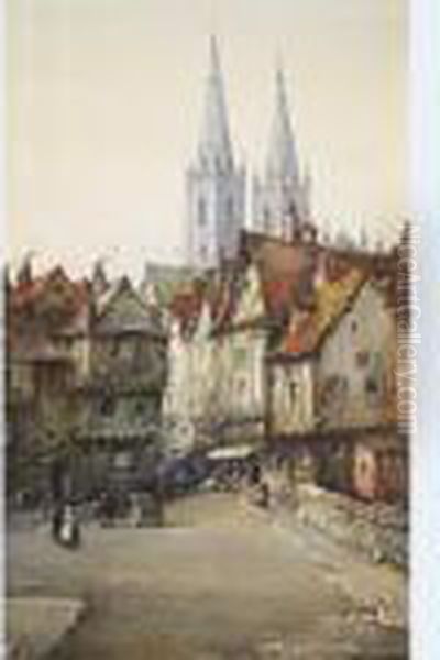 In Old Chartres; An Old Town In Normandy Oil Painting by Noel Harry Leaver
