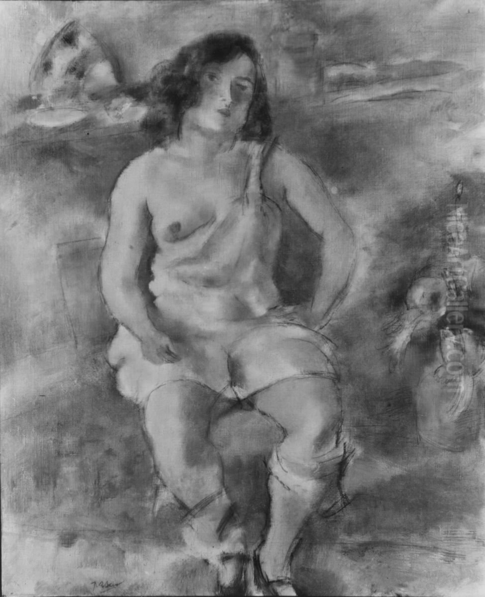 Seated Model Oil Painting by Jules Pascin