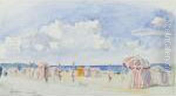 La Plage De Deauville Le Matin Oil Painting by Henri Lebasque