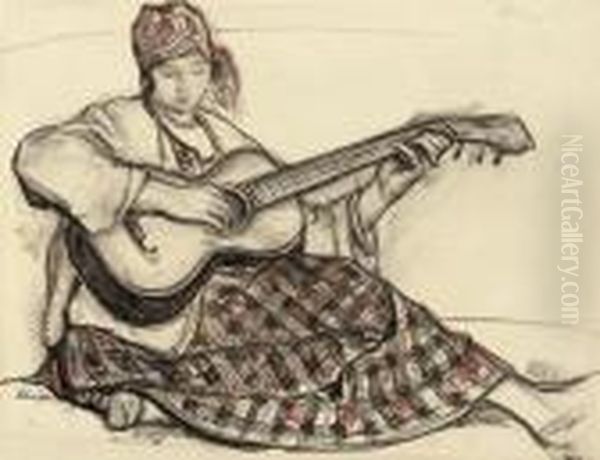 Nono A La Guitare Oil Painting by Henri Lebasque