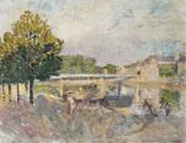Travailleurs Au Bord De La Marne Oil Painting by Henri Lebasque