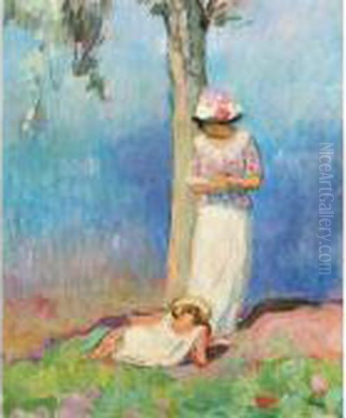 La Lecture Sous L'arbre Oil Painting by Henri Lebasque