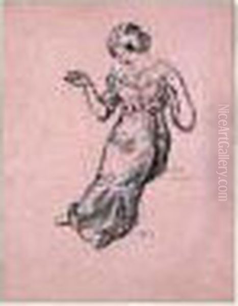 Femme A La Guirlande, Circa 1913 Oil Painting by Henri Lebasque