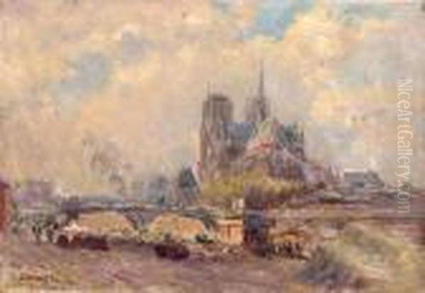 Paris, 
La Seine A Notre-dame Oil Painting by Albert Lebourg