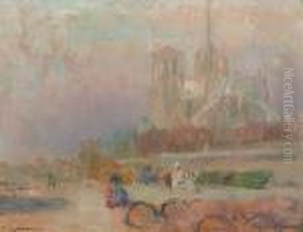 Notre-dame De Paris Oil Painting by Albert Lebourg