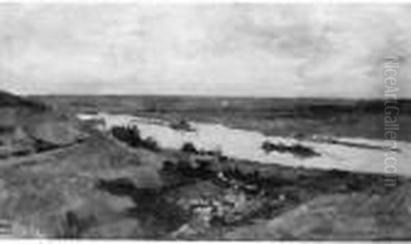 La Seine Aux Environs De Rouen. 
Huile Sur Toile Signee En Bas A Gauche Et Situeee : 