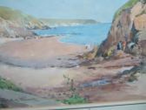 Beach Scene With Figures Oil Painting by Paul Emile Lecomte