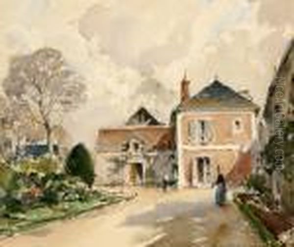 Cour De Manoir Oil Painting by Paul Emile Lecomte