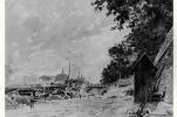 Vue D'un Port Mediterraneen Oil Painting by Paul Emile Lecomte