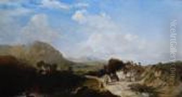 Horse And Cart At The Cottagegateway Oil Painting by Frederick Richard Lee, R.A.