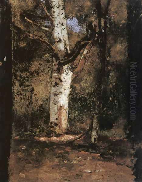 Study of a Tree c. 1876 Oil Painting by Laszlo Paal