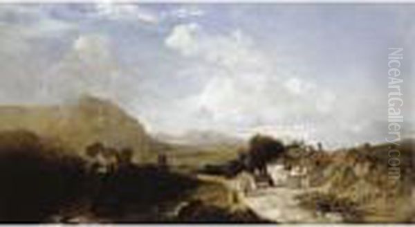 Horse And Cart At The Cottage Gateway Oil Painting by Frederick Richard Lee, R.A.