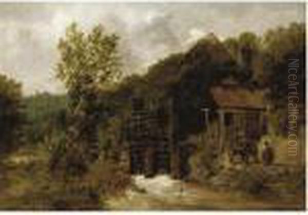 The Old Mill In Devon Oil Painting by Frederick Richard Lee, R.A.