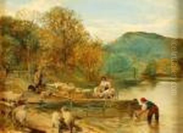 Sheep Dipping Oil Painting by Frederick Richard Lee, R.A.
