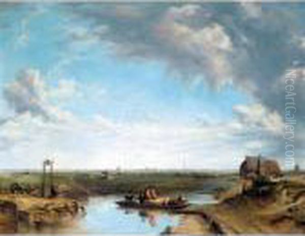 The Ferry Oil Painting by Frederick Richard Lee, R.A.