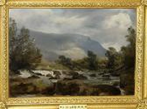 'the Pass Of Aber Glasyn, Aber 
Valley, North Wales', Bears Signature 'f.r. Lee R.a.' And Titled Verso Oil Painting by Frederick Richard Lee, R.A.