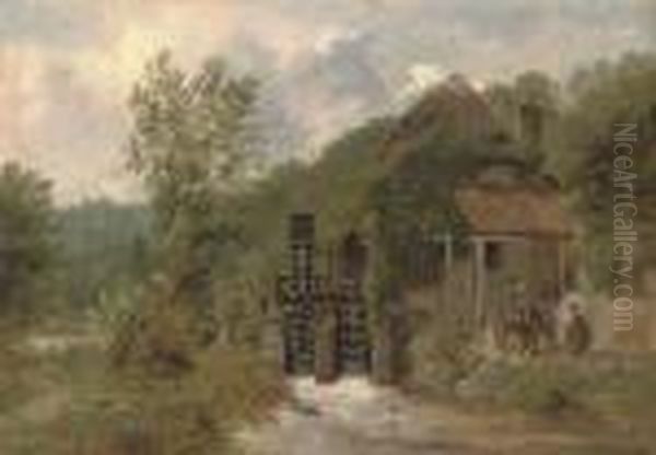 The Old Watermill Oil Painting by Frederick Richard Lee, R.A.