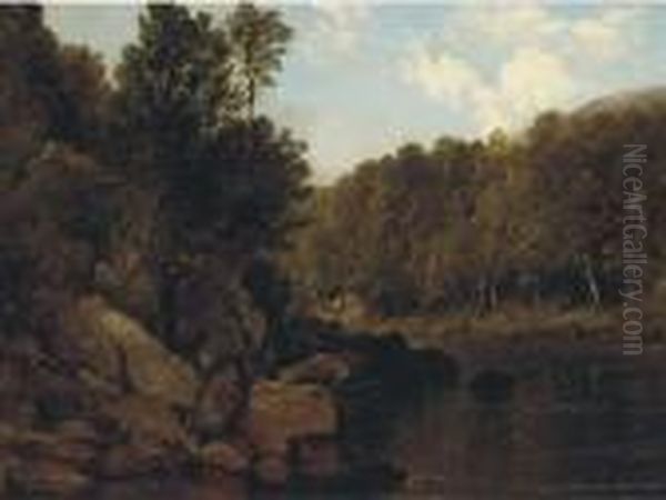 A Tranquil Stretch Of The River Oil Painting by Frederick Richard Lee, R.A.